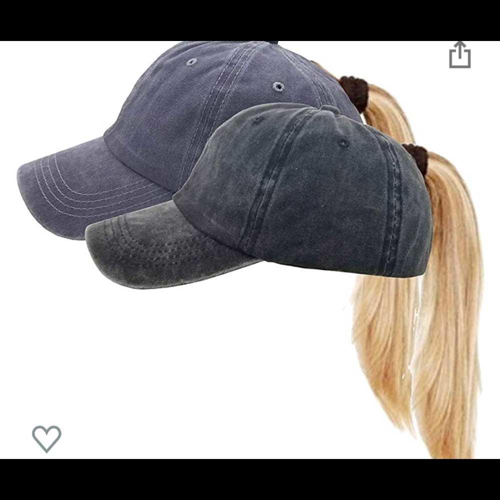 Baseball Hat Cap w/ hole for low & high ponytails